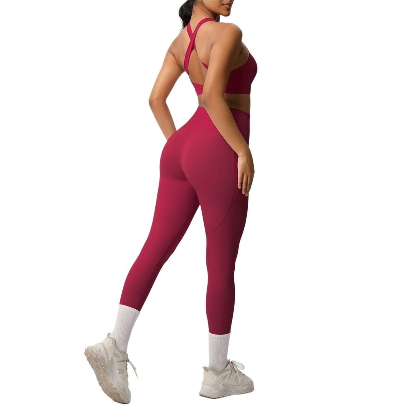Tuta da yoga Set sportivo Abbigliamento sportivo Reggiseno da yoga da donna Controllo della pancia Leggings dimagranti Tuta da donna