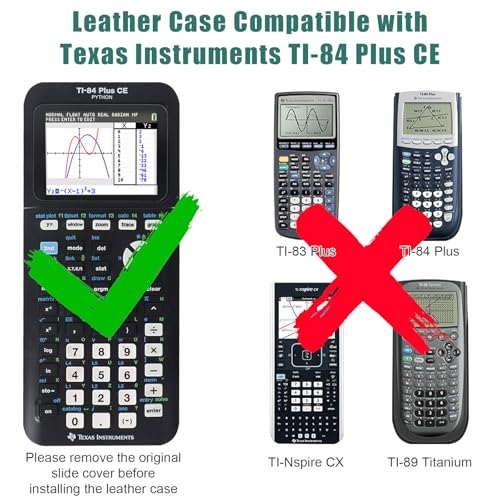 Image of YouKnow PU Leather Protective Case Compatible with Texas Instruments TI-84 Plus CE Color Graphing Calculator with ID Card Slot (Only Case) (Green)