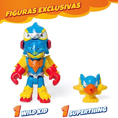 SUPERTHINGS – Wild Eagle, Avión águila de los SuperThings. Incluye 1 Wild Kid y 1 Wild SuperThing héroe exclusivos. Disparador y gatillo para Abrir el Pico del avión águila y capturar a los Villanos