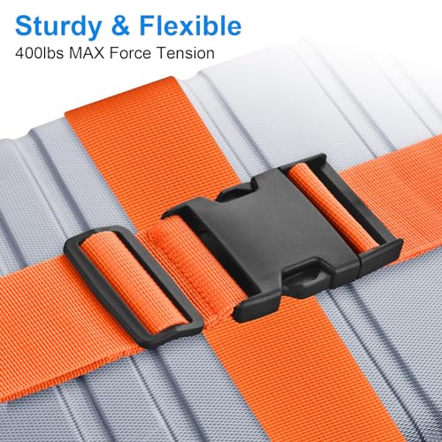 Image of 4 Pack Luggage Straps for Suitcases TSA Approved, Travel Belt, Suitcase Strap, by Hiuysid (Orange)