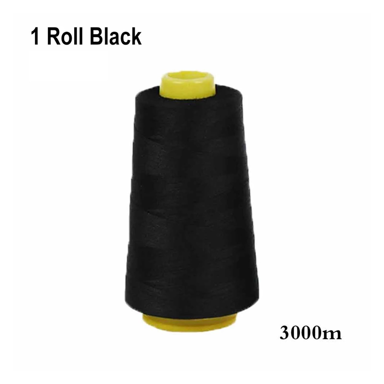 500-3000 m Polyester-Nähgarnspulen, schwarz-weiße Fäden for die Handreparatur von Nähmaschinen. Verwendung for Hand- und Maschinennähen (Color : Black 3000m)