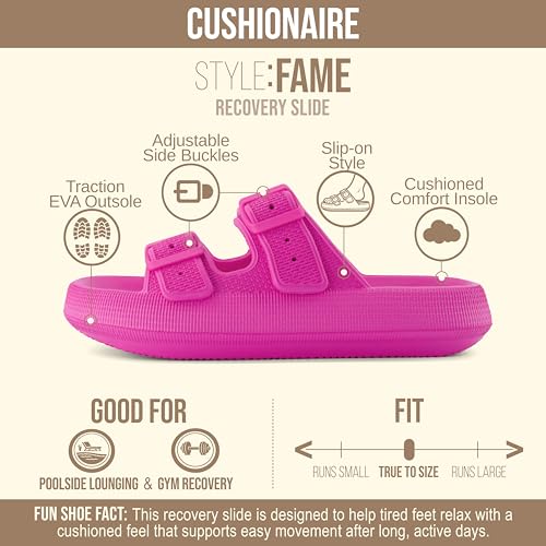 Image of CUSHIONAIRE Fame Pillow Recovery Sandals for Women, Adjustable Double Buckle Waterproof EVA Cloud Slides for Women
