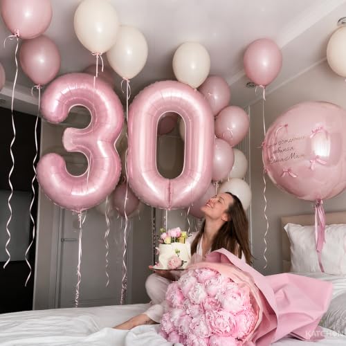 Image of KatchOn Pastel Pink 0 Balloon Number - 40 Inch | Birthday Decorations