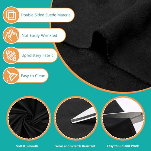 Premium Double-Sided Microsuede Upholstery Fabric - 18"x60" Soft Faux Suede for Chairs, Pillows, Sofas, and More - Non-Pilling, Smooth, and Luxurious (Black) 3 Premium Double-Sided Microsuede Upholstery Fabric - 18"x60" Soft Faux Suede for Chairs, Pillows, Sofas, and More - Non-Pilling, Smooth, and Luxurious (Black) - Image 2