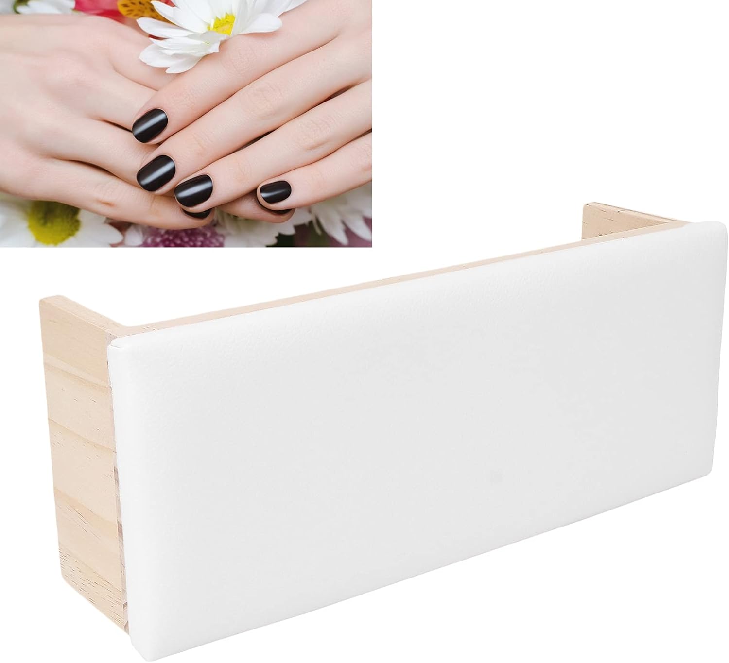 Nail Arm Rest Manicure Table Station for Nail Polish PU Leather Arm Rest Nail Hand Pillow Mat Soft Wooden Stand for Nails Art Salon and Home DIY Nail Technician Use(White)