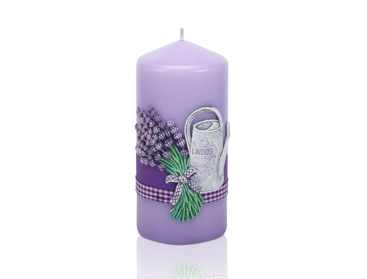Importer AM Lavender Scented Candle Lamp Premium Handmade Home Decor, Gift for Any Occasion (Pillar 70x140mm, Garden)