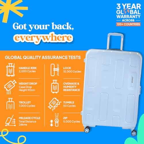 Image of American Tourister Ivy 2.0 | Large Size Check-in Trolley Bag (79 cm) | 360 8 Wheel Travel Luggage | Hard Case Polypropylene (PP) Suitcase | Combination Lock | Blue Frog