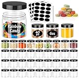 SLifeJars 6OZ Plastic Jars with Black Lids 40Pcs Empty Plastic Pot Jars Round Refillable Clear Slime Containers Jar Airtight Storage Jar for Travel Storage Home Kitchen Food Slime Making