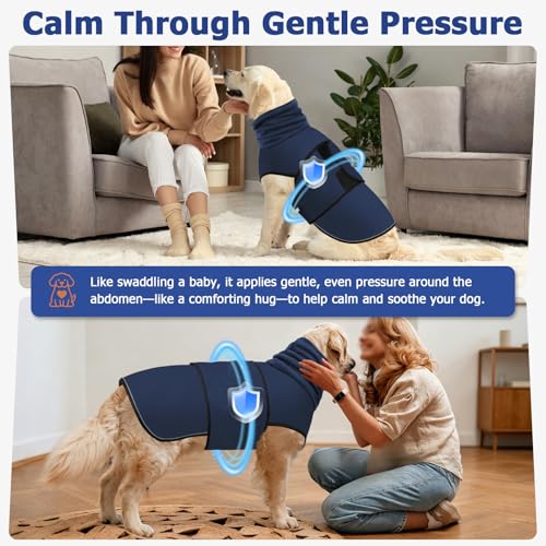 Chaleco de ansiedad BARKLESS para perros con capucha ajustable gris m 4