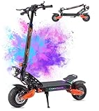 5000W Dual Motor Electric Scooter for Adults, 45 MPH Top Speed, 50 Mile Range, 60V/25.6AH Battery, Dual Hydraulic Brakes & Suspension, 10.5' Off-Road Tires, Foldable with Seat, UL Certified T50 PRO