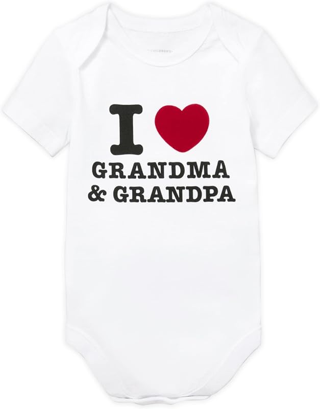 Baby Short Sleeve 100% Cotton I Love Grandma & Grandpa Bodysuit