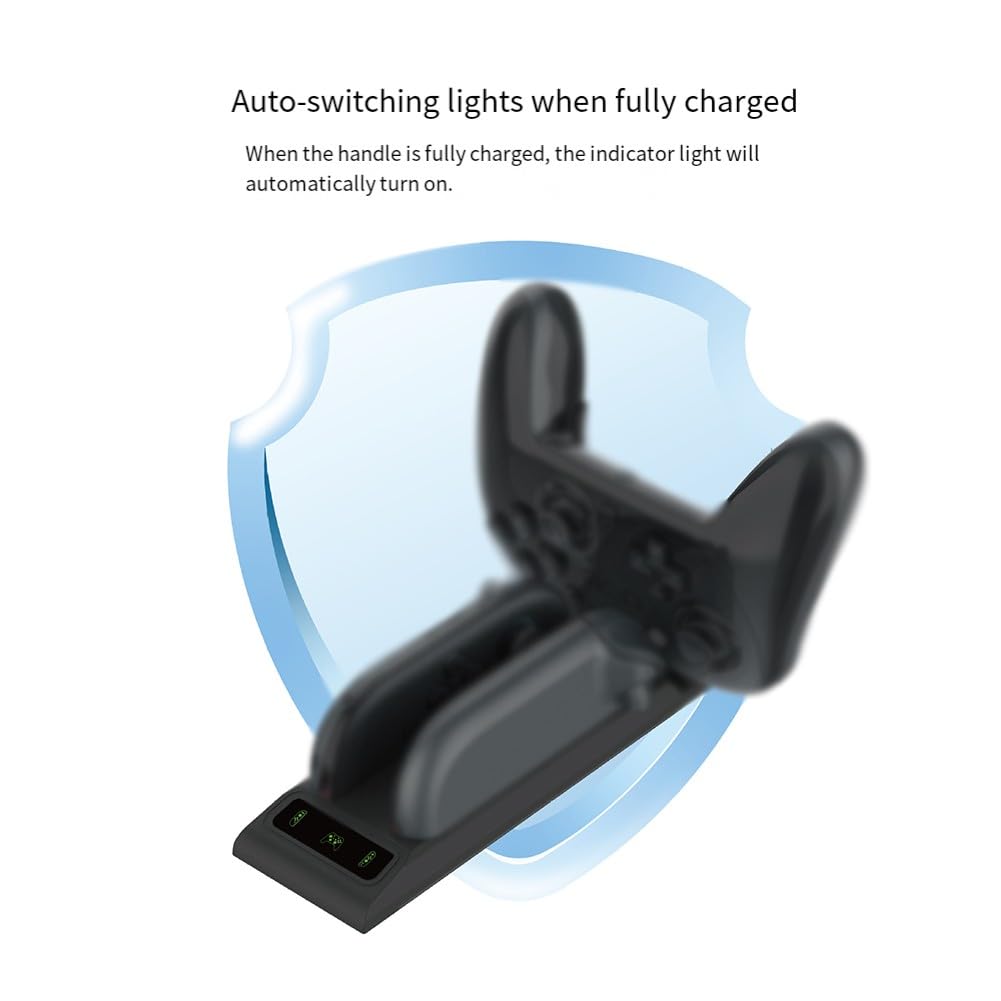 Dock di ricarica 3 in 1 per Nintendo Switch 2, stazione di ricarica rapida per Joy-Con e controller Pro con indicatore LED, per design compatto in ABS