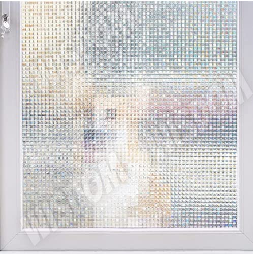 Image of WISDOM Privacy Window Film Frosted Glass Film Static Cling Glass Film No Glue Anti-UV Window Sticker Non Adhesive for Privacy Office Meeting Room Bathroom Living Room (CRSTAL Mosaic, 24 x 136 inch)
