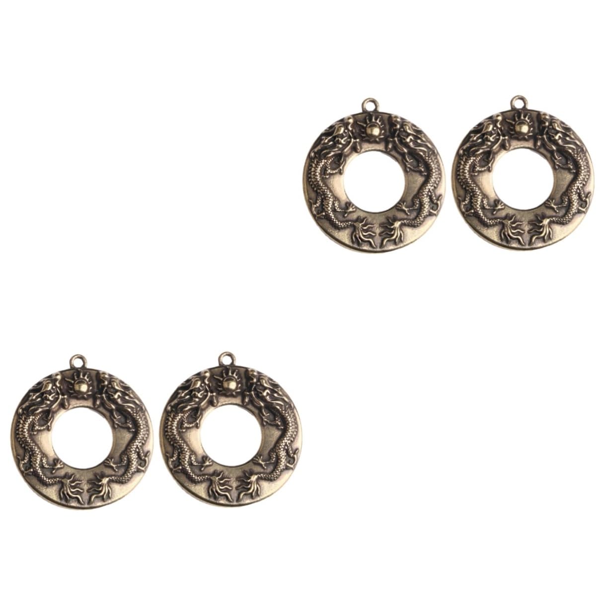 SEWACC 4 Pcs Small Copperware Brass Dragon Pendant Hanging Decor Retro Decor Dainty Necklace Dargon Statue Chinoiserie Ornaments Brass Craft Keychain Decoration DIY Br