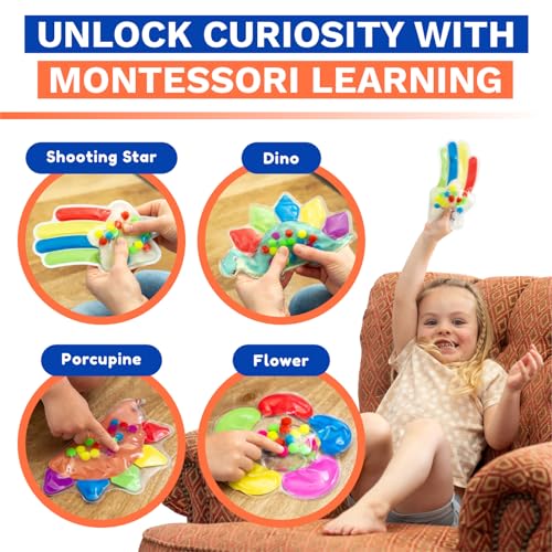 Image of 4-Pack Color Sorting Sensory Toys for Toddlers Ages 3+ Montessori Travel Toys Calm Down Toy for Preschool | Flower, Porcupine, Cloudy Rainbow Color Matching Activities Gift Ready for Boys Girls B-Day