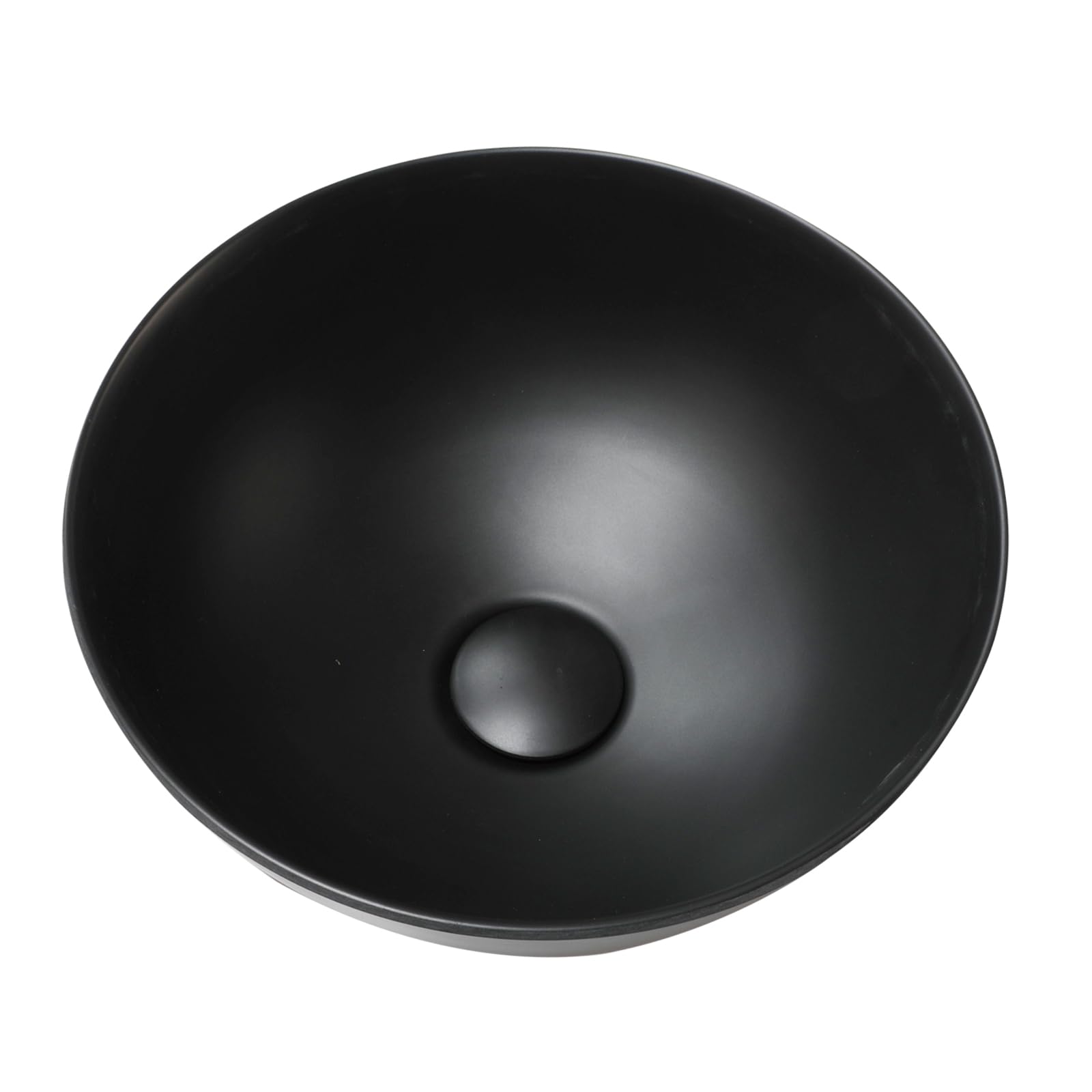 Lavabo de baño redondo negro – Lavabo de encimera de resina de piedra de 13 pulgadas con drenaje emergente, moderno lavabo de baño para el hogar y comercial