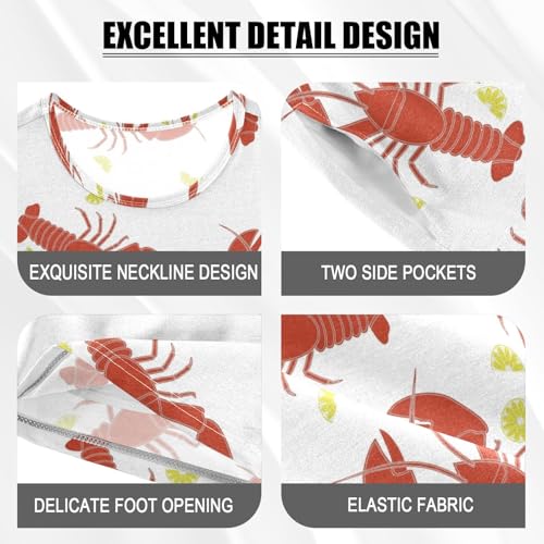 VIGTRO Summer Pajamas Set Short Sleeve Cotton Sleepwear Short Sets Cute Lobster Printed, Soft 2 Piece Short Pjs Set Size 8Y4