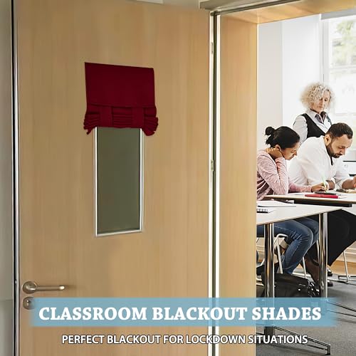 RYB HOME Classroom Door Window Cover, Blackout Shades for Classroom Windows and Doors Cover Lockdown Shades, Room Darkening Design Blocks Views, W 8 x L 36, 1 Panel, Burgundy Red