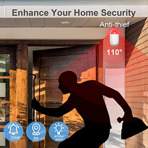 Motion Sensor Alarm, Pir Indoor Motion Detector With Siren, 125Db Motion Detector With Remote Control(White) #TOP4