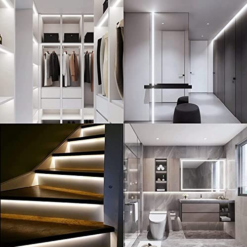 Image of COB LED Strip, 16.4ft White LED Strip Light, Dimmable LED Light Strip 6000K Bright Daylight White, CRI92+, 8mm Width, 24V Flexible LED Tape Light for TV, Bedroom, Kitchen Cabinet, Closet, Home.