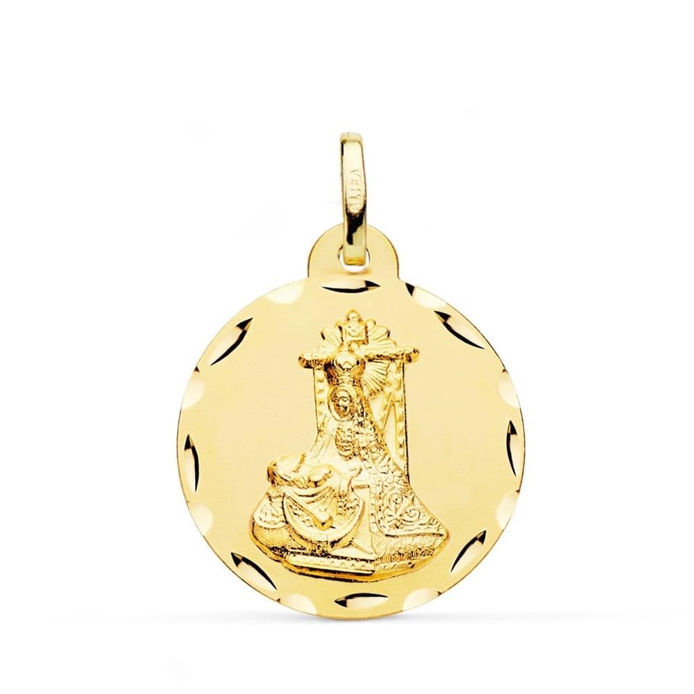 Virgen de las Angustias Medalla Oro 9k unisex 24mm. borde tallado
