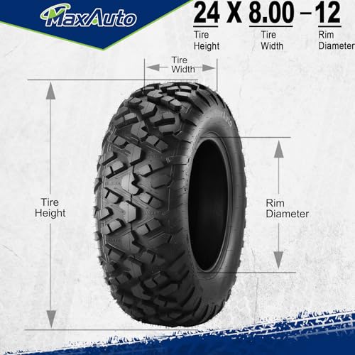 Image of MaxAuto 24x8-12 ATV UTV Tires, 24x8x12 All Terrain ATV Tires for All Trail Tire, 24 8 12 Mud Sand Off-Road Tire, 6PR Tubeless, 2 Pack