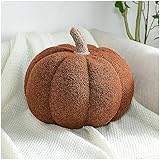 Eoieov Fluffy Pumpkin Pillow Brown Plush Pumpkin Stuffed Tough Halloween Pumpkins Decorative Couch Throw Pillow Soft Cute Pumpkin Pillow Gift,7.87"