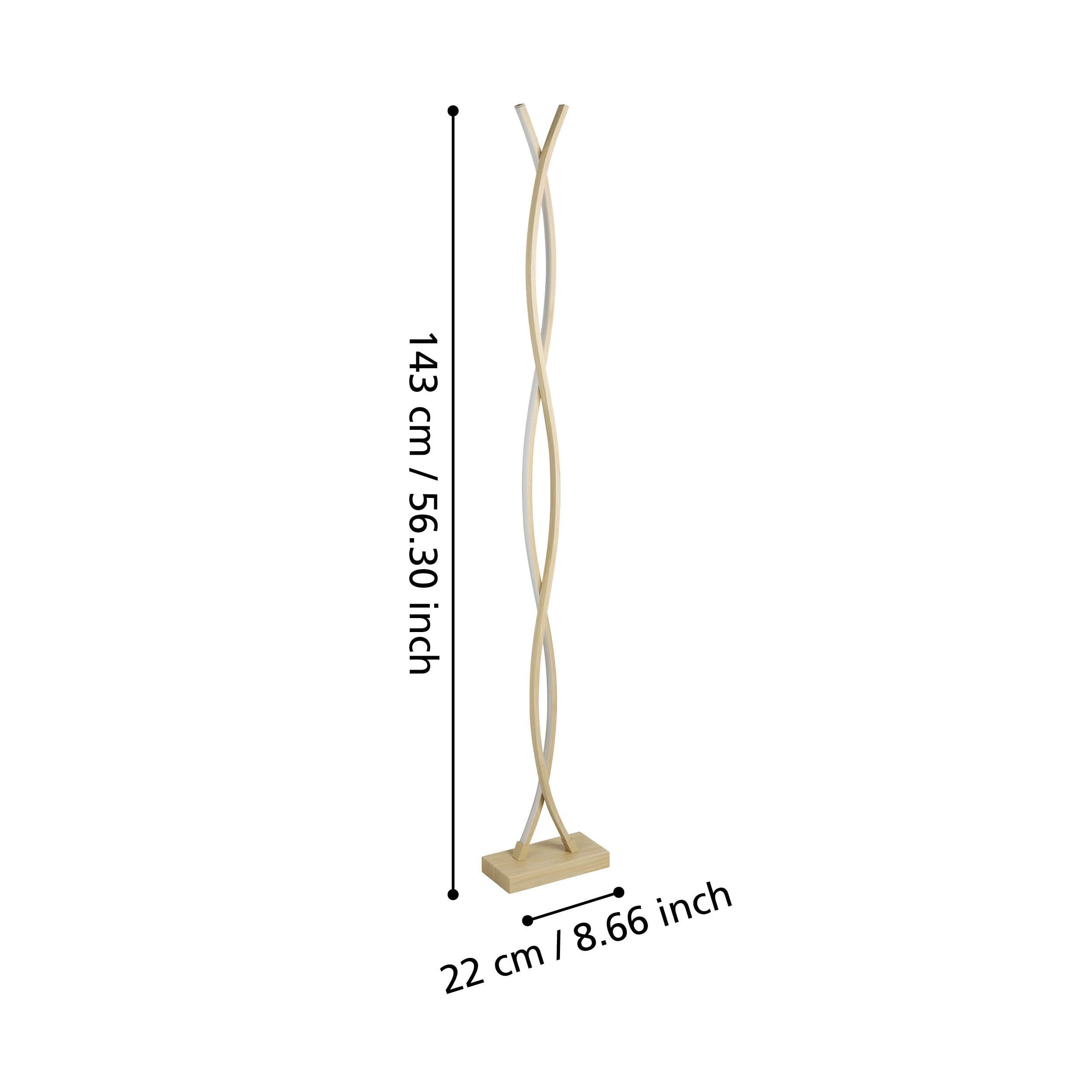 Eglo LED lampada da terra Lasana 4, design per soggiorno, illuminazione ad | arco, metallo effetto legno, luce calda, 143 cm