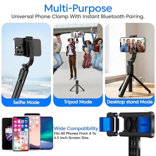 Image of Sounce 3-in-1 Foldable Tripod Selfie Stick with Detachable Wireless Remote | Lightweight & Portable Phone Tripod | Compatible with iPhone & Android Smartphones | for Vlogging, Selfies & Photography