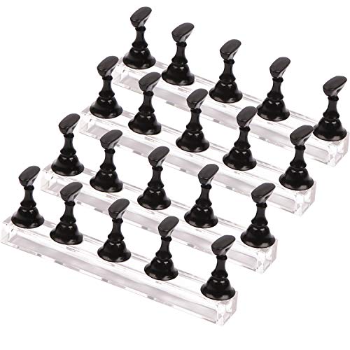 4 Set Acrylic Nail Art Display Stand, Magnetic Nail Tips Practice Holder Stand Fingernail DIY Display Stands (4Black)