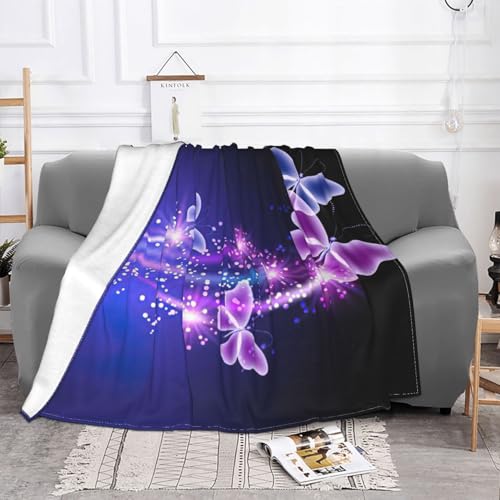 Couverture micro-polaire violette imprimé papillon plaid flanelle lit canapé 2 tailles - 3