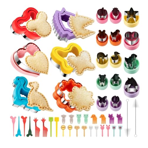 La Mejor Selección de Moldes para niños , tabla con los diez mejores. 48 U Chef Set de 48 Cortadores para Sándwich, Moldes y Selladores, Cortadores de Galletas, Frutas y Verduras, Figuras Divertidas para Almuerzos Infantiles.