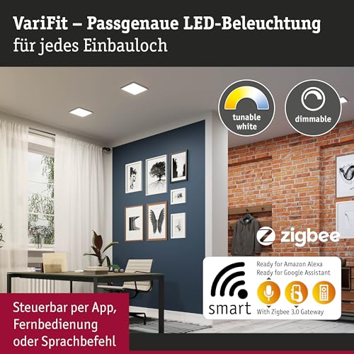 Paulmann 79967 LED panel recessed panel Areo IP44 230x230mm rectangular incl. 1x16W dimmable Tunable White black plastic ceiling luminaire 3000K - Image 2
