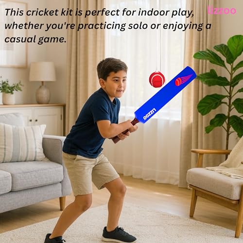 Image of Cricket Kit Full Size | Cricket Kit for Kids 5-10 Years Full Kit | Cricket Set and Bat Kit Toy for Boys Girls | Outdoor Sports Gift (Plastic Scoop Bat, Blue, 5-10 Years)