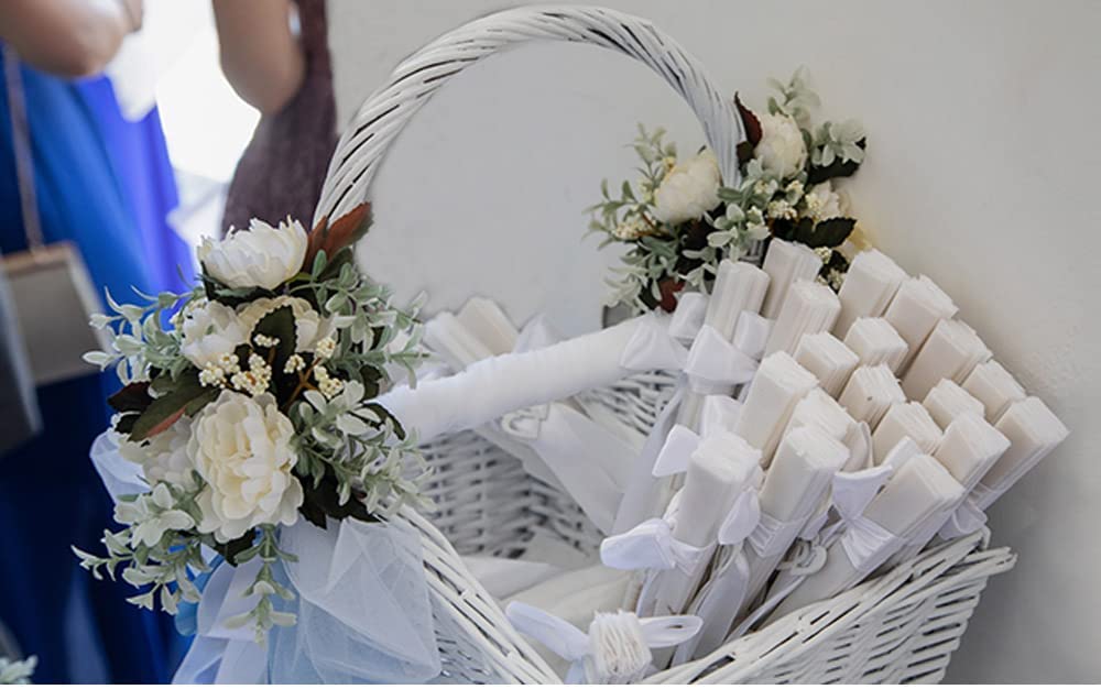 60 Ventagli Bianchi Per Matrimonio - Ventaglio Sposa E Invitati, Ideale Come Segnaposto O Regalo