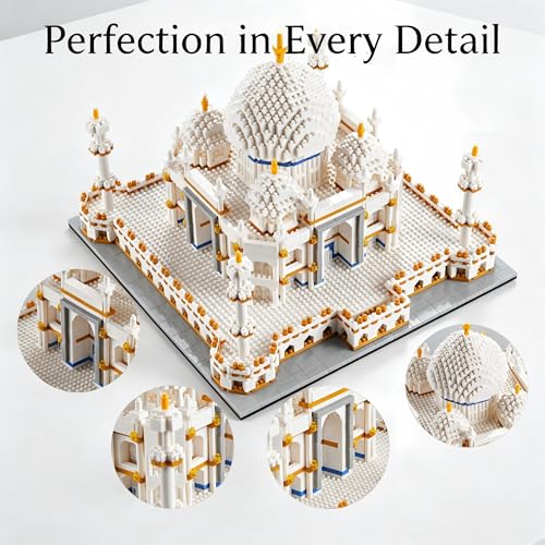 Image of Taj Mahal Micro Blocks Set for Adults, 3950 Pcs Mini Golden Temple India City Architecture Building Block Sets, Castle Gift for Teen 14+ Home Office Decor