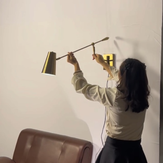 Image of 33 inch Large Black Rotatable Movable Long Pole Swing Arm Wall Sconce | Adjustable Direction Dual Power Modes Hardwired /Plug in Wall Light, Vintage Industrial Wall Lamps for Living Room Bedroom