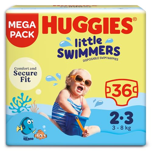 Huggies Little Swimmers, Swim Nappies - Size 2-3, 36 Pants - Adjustable Tabbed Sides for Secure Fit - Maximum Protection Swimming Nappies with Fun Designs Frozen