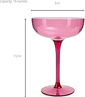 Vista 8 de Vasos irrompibles de plástico acrílico a prueba de roturas para Martini, Margarita, champán y cóctel, vasos grandes tipo copa de 15 onzas, juego