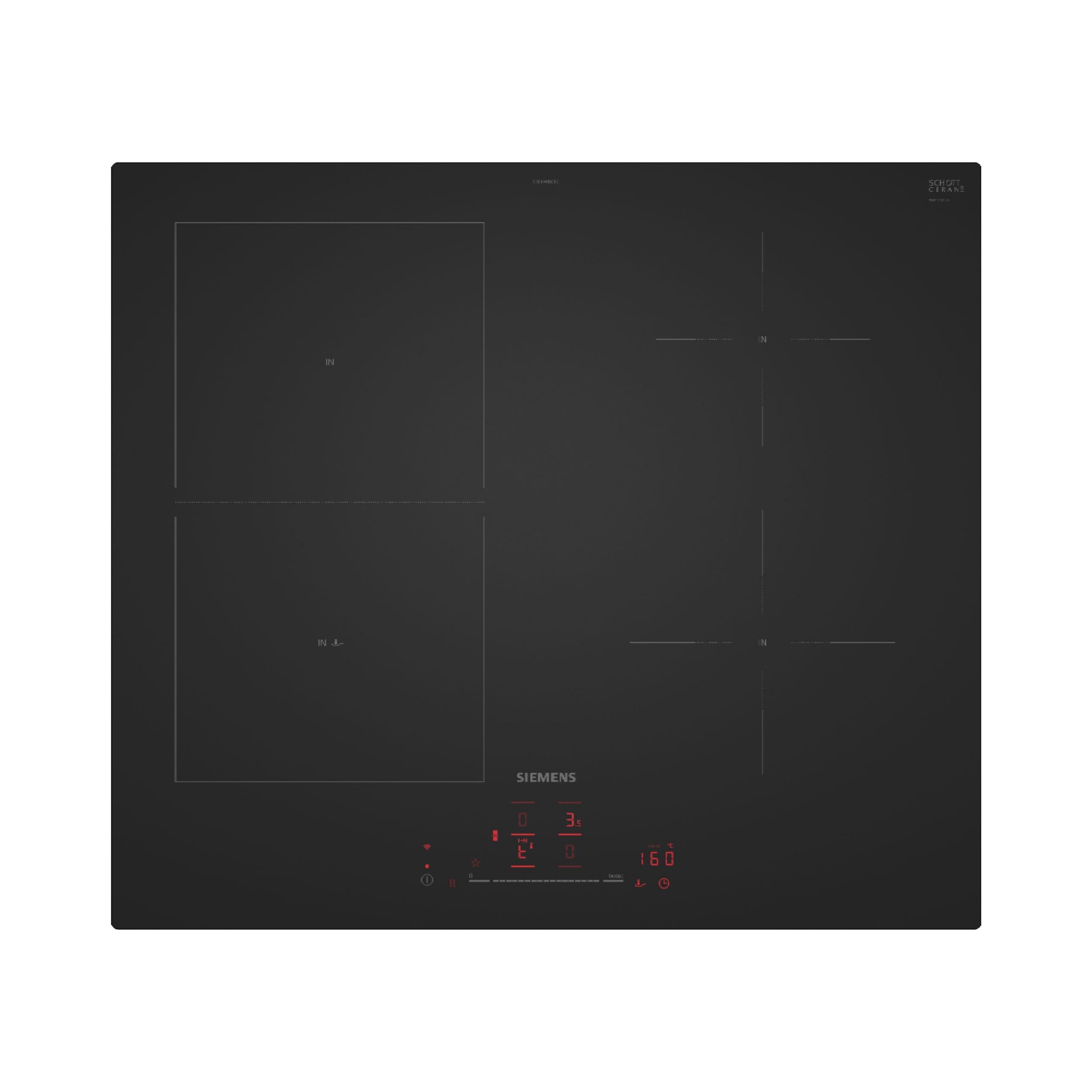 Siemens iQ500 Smartes Induktionskochfeld 60 cm Mattschwarz ED61AHSC1E | Matt Edition, Kombi-Induktion, Home Connect, Bratsensor Pro, Favoriten-Taste, Kindersicherung, Restwärmeanzeige, Glaskeramik