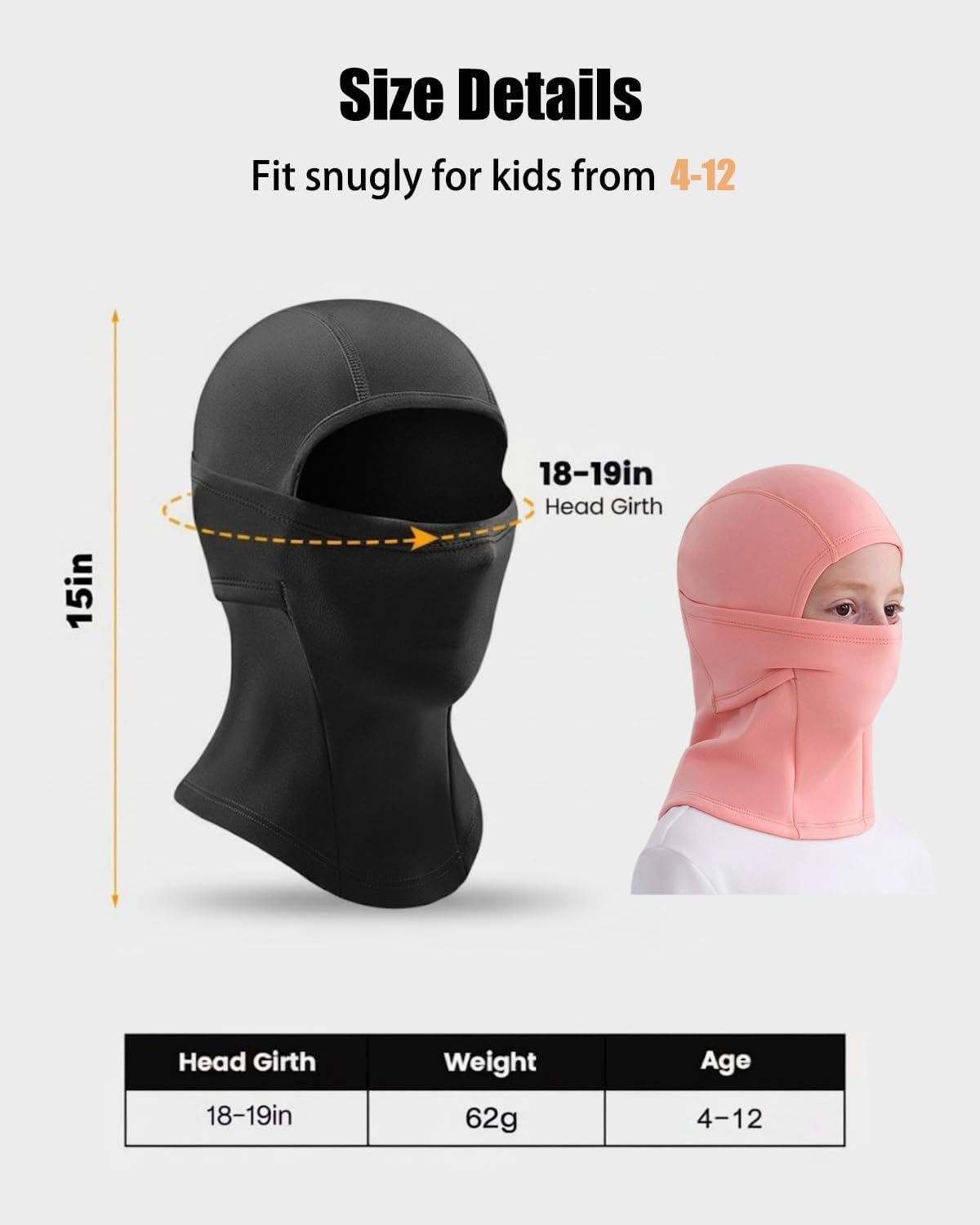 Kids Balaclava Fleece Winter Face Mask, Full Face Cover Neck Gaiter Cold Weather Gear, Warm Ski Mask Hood for Boys Girls 4–12 - Image 6