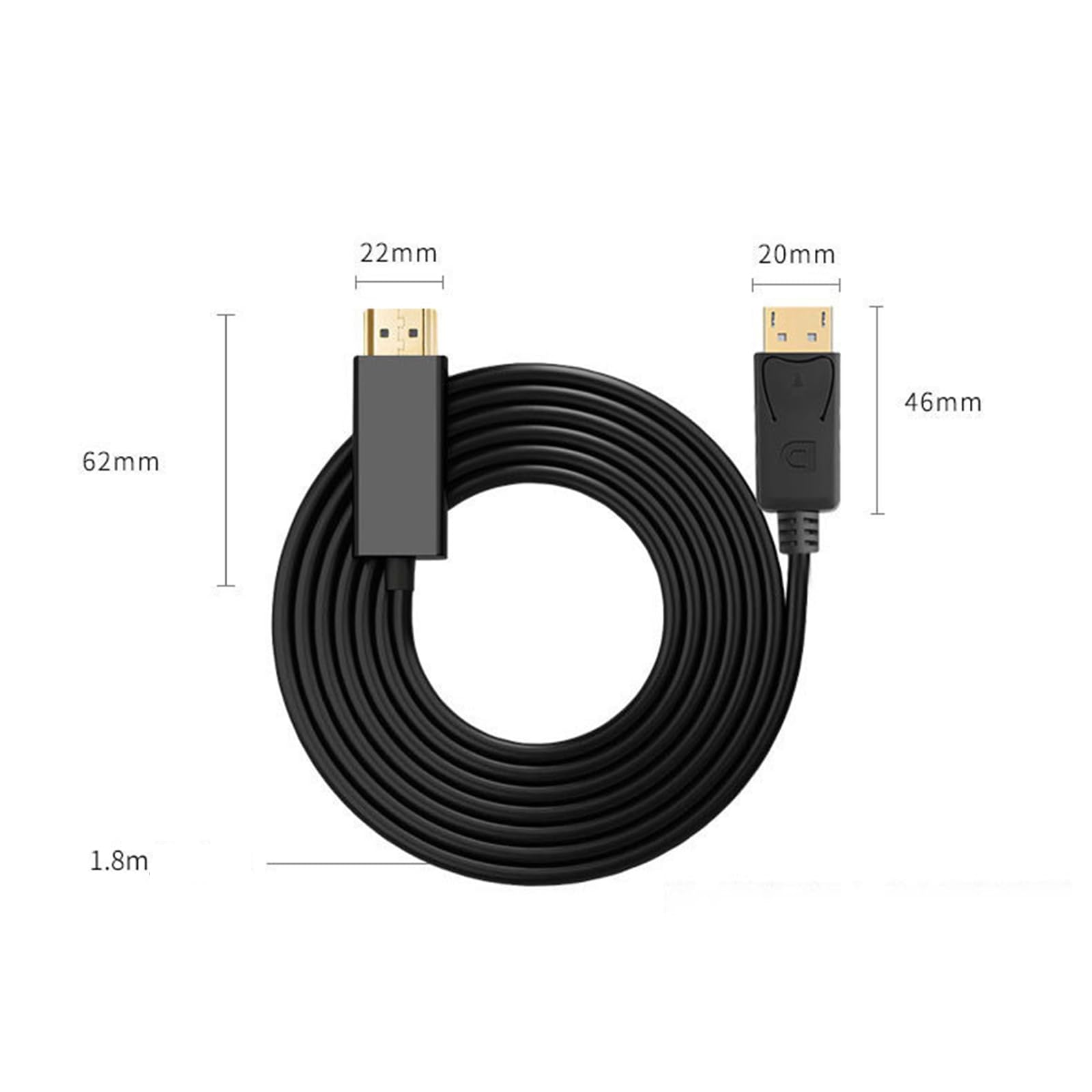 Cavo DisplayPort A HDMI 4K 1 Metro - Adattatore Maschio-Maschio Per PC, Monitor, TV, Proiettore - Foto 6