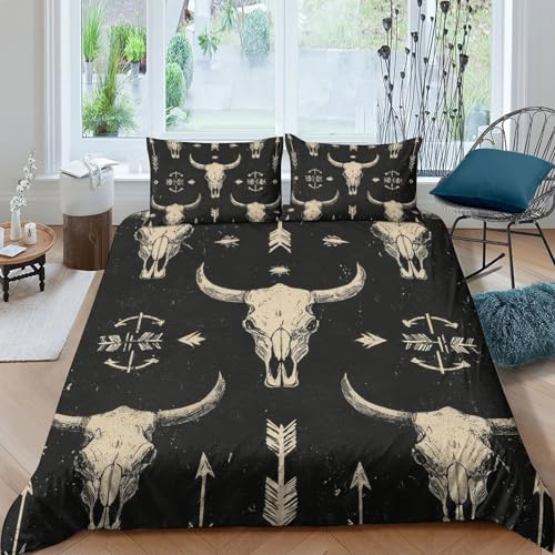 Housse de couette design crâne de taureau de qualité supérieure en 3D - 2