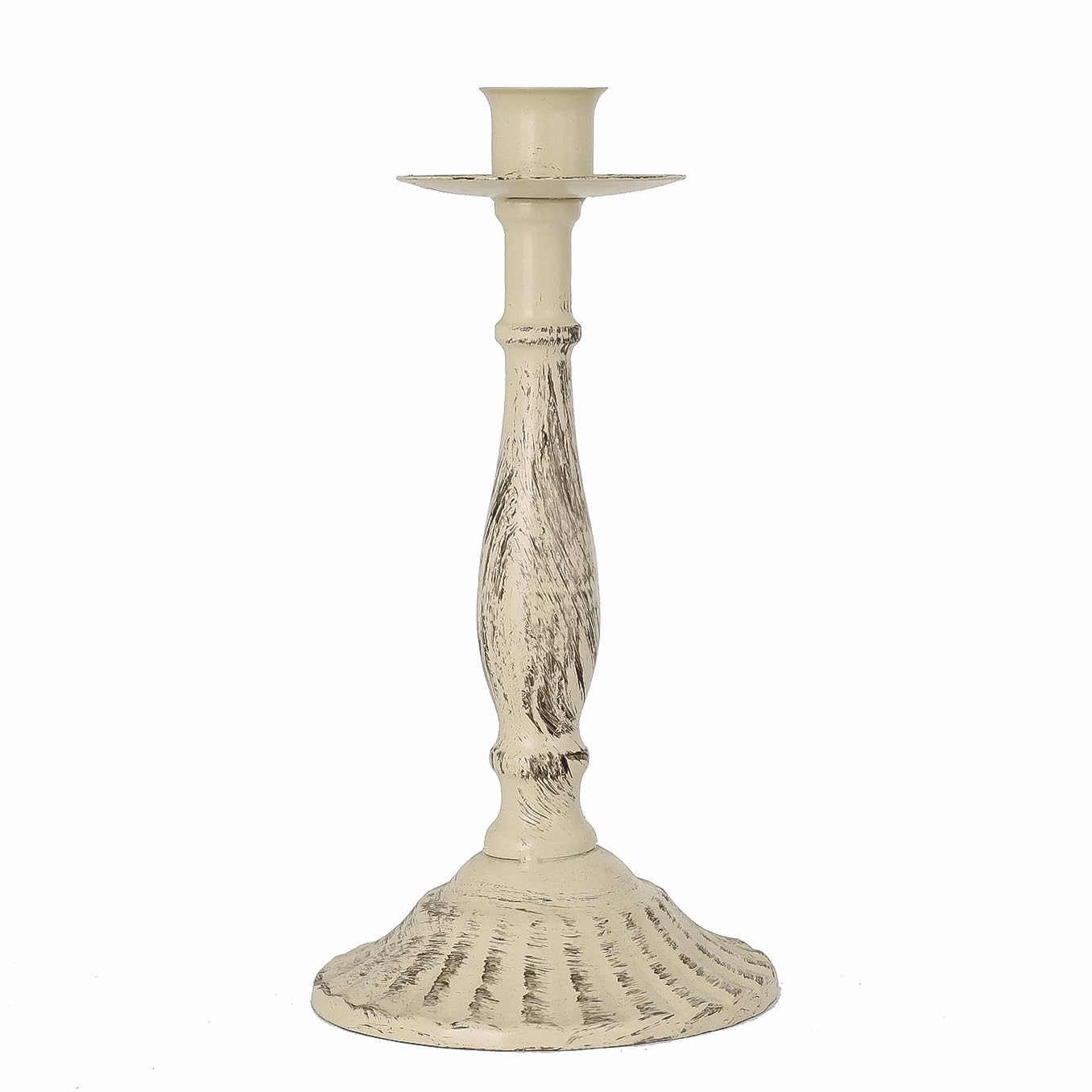 Vintage White 1 Arm Candelabra, 3-Candle Metal Candelabra Candlestick Holders for Taper Candles, Candle Stands for Home Decor, Wedding, Parties, Dining Table Centerpiece (White, 1 Arm Candelabra)