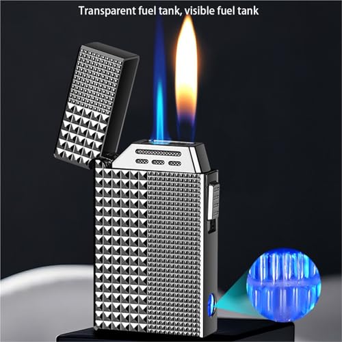 Encendedor de butano de doble llama regulable con tanque visible para moxibustión y hogueras 5