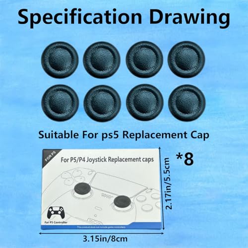 Image of 8 Piece Set for Ps5 Controller Maintenance, Ps5 Controller Thumb Grips, Replacement Joystick Caps for Extended Gaming Sessions, Enhanced Grip and Control, Compatible with Ps5 Controller Joystick Caps