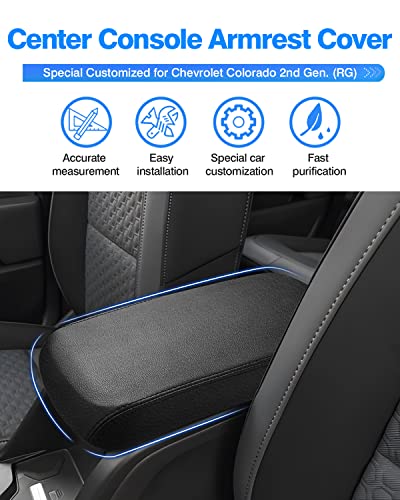 Image of Autorder Center Console Cover for 2015-2022 Chevrolet Chevy Colorado /GMC Canyon Accessories Armrest Cover Anti-Scratch Middle Console Pad Leather Armrest Protector