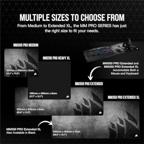 Image of Corsair MM350 PRO Extended XL Premium Spill-Proof Cloth Gaming Mouse Pad - 36.6 inch Width x 15.7 inch Height Surface - Black /Gray