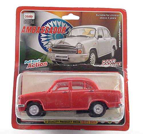 Image of Made of Non Toxic Plastic Toys Ambassador Car, Pack of 1, Pull Back Action Toys, with Soft Edges Around 15 CM in Length & 100 gram. Color (Red)