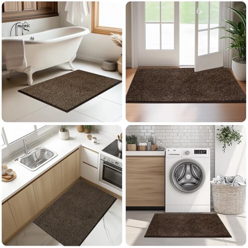 Image of Washable Runner Rug 24 inch x 96 inch Rectangular, Non Slip Absorbent Indoor Entryway Rug for Floor, Laundry, Hallway, Bedroom (Roll Packing)